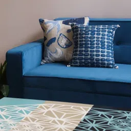 freedom tree Dash Dash Cotton Heavy Slub Blue Cushion Cover - 16 X 16 Inches image 2