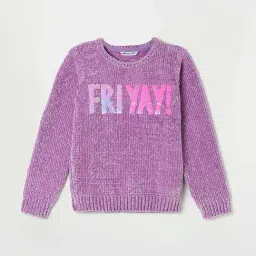 Fame Forever by Lifestyle Kids Lilac Sequence Full Sleeves Sweater-picture-22