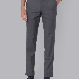 Van Heusen Grey Slim Fit Checks Trousers image 1