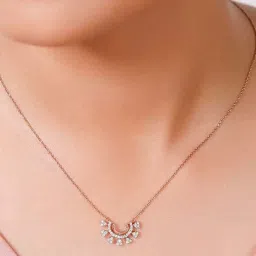 Mia By Tanishq Nature's Finest 14k Rose Gold Curved to Perfection Diamond Pendant with Chain image 1