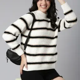 showoffff SHOWOFF Off White & Black Self Design Pullover-picture-25