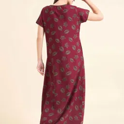 Sweet Dreams Maroon Cotton Printed Night Dress image 2