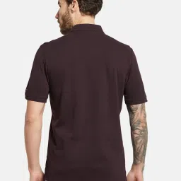 Octave Dark Wine Cotton Regular Fit Polo T-Shirt image 2