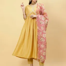 Jaipur Kurti Yellow Embroidered Kurta With Dupatta image 1