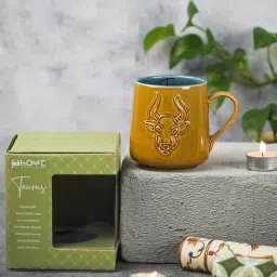 Fabindia Rashi Yellow Ceramic Taurus Coffee Mug (330 ML) image 2