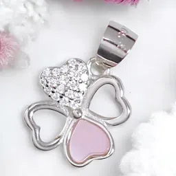 Taraash 925 Sterling Silver Heart Flower CZ Pendant-image-99