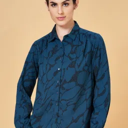 Annabelle by Pantaloons Teal Blue Printed Shirt image 1