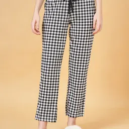 Dreamz by Pantaloons Black Cotton Chequered Pyjamas image 1