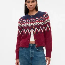 GAP Red Relaxed Fit Geometric Cardigan-picture-36