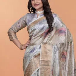 Moda Rapido Floral Silk Blend Handloom Saree image 2