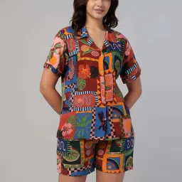 Clovia Multicolor Regular Fit Printed Night Suit image 1