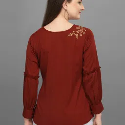 Prettify Maroon Embroidered Top image 2