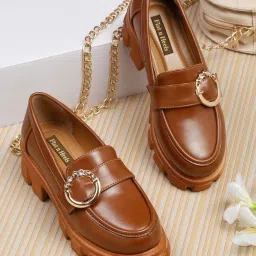Flat N Heels Women's Tan Casual Loafers image 1