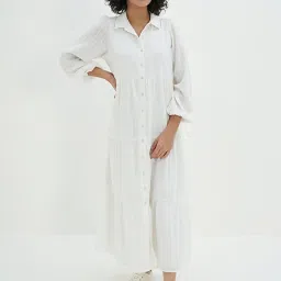 American Eagle Outfitters White Self Pattern Maxi Dress image 1