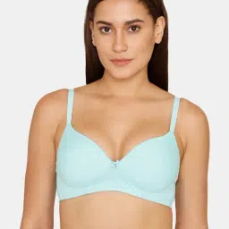 Zivame Sky Blue Wireless Padded T-Shirt Bra-picture-12