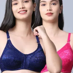 Gracit Navy & Pink Self Pattern Bra - Pack Of 2-image-15