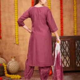 Aarika Kids Wine Embellished Kurta with Salwar image 2