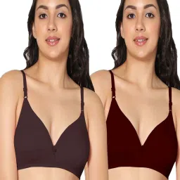 IN CARE Brown & Maroon Cotton T-Shirt Bras - Pack Of 2 image 1