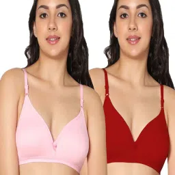 IN CARE Pink & Red Cotton T-Shirt Bras - Pack Of 2 image 1