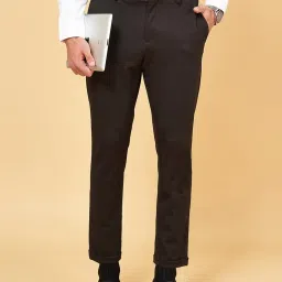 Byford by Pantaloons Charcoal Regular Fit Checks Trousers image 1