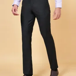 Peregrine by Pantaloons Black Slim Fit Self Pattern Trousers image 1