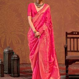 Saree Mall Pink Woven Sarees With Unstitched Blouse-picture-36