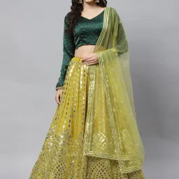 SHUBHKALA Lime Green Embellished Lehenga and Choli Set With Dupatta image 1