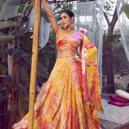 SHUBHKALA Multicolored Silk Printed Lehenga and Choli Set With Dupatta image 1