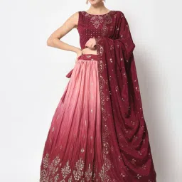 SHUBHKALA Pink Printed Lehenga and Choli Set With Dupatta image 1