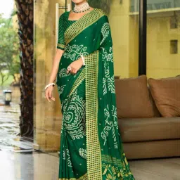 Saree Mall Green Printed Sarees With Unstitched Blouse-picture-11
