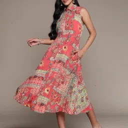 aarke Ritu Kumar Pink Printed Midi Dress image 1