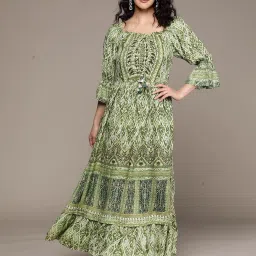 aarke Ritu Kumar Green Printed Maxi Dress image 1