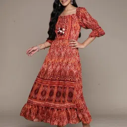 aarke Ritu Kumar Rust Printed Maxi Dress image 1