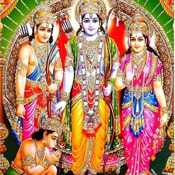 SUNINOW Gold-Toned & Green Ram Darbar Religious Photo Frame image 2