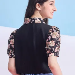 StyloBug Girls Black Waist Length Printed Top image 2