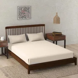 fabindia home Fabindia Peach Cotton 180 TC King Bed Sheet With Pillow Covers image 1