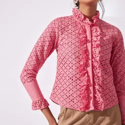 The Label Life Rose Pink Self Design Shirt image 1