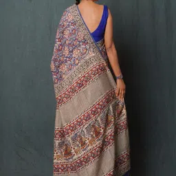 Unnati Silks Blue Silk Printed Saree With Unstitched Blouse image 2