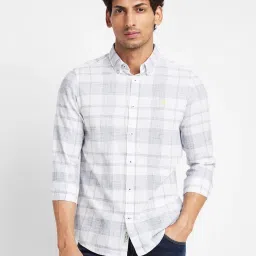 Being Human White Slim Fit Check Shirt image 1