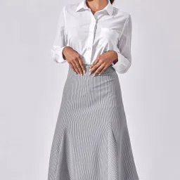 The Label Life Grey Printed A-Line Midi Skirt image 1