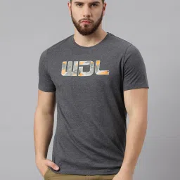 Woodland Grey Melange Cotton Regular Fit Graphic Print T-Shirt image 1