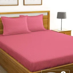 Bianca Hilton Coral Cotton 210 TC King Bedsheet with Pillow Cover and Pillow image 1