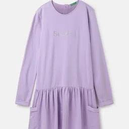 United Colors of Benetton Kids Purple Solid Full Sleeves Dress image 1