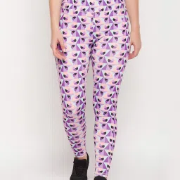 Clovia Purple Printed Active Tights image 1