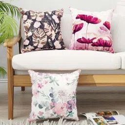 Bianca Suzane Wine & Plum Micro Fiber Reversible Printed Cushion Covers - Set of 3 image 1