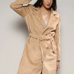 Campus Sutra Beige Regular Fit Coat image 1