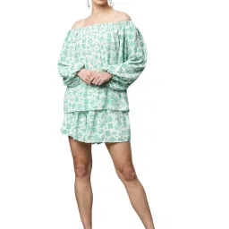 Global Republic Green Floral Print Top With Shorts image 1