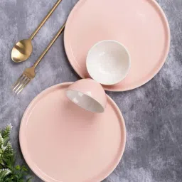 VarEesha Pink Ceramic 4 Pcs Dinner Set image 1