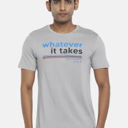 SF Jeans by Pantaloons Light Grey Cotton Slim Fit Printed T-Shirt image 1