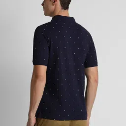 Peter England Navy Regular Fit Printed Polo T-Shirt image 2